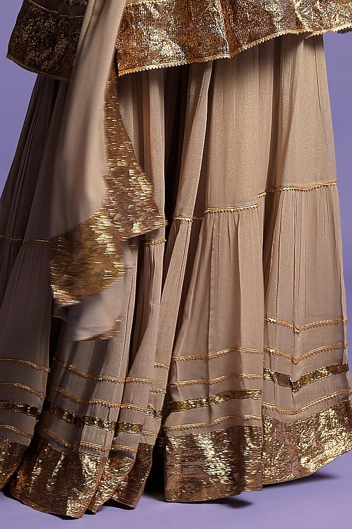 Rich Gold Georgette Wedding Sharara Set by Two Sisters By Gyans at Pernia's Pop Up Shop