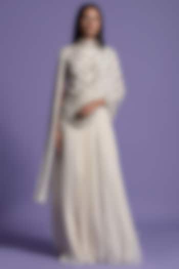 Ivory Chinnon Embroidered Gown by Two Sisters By Gyans