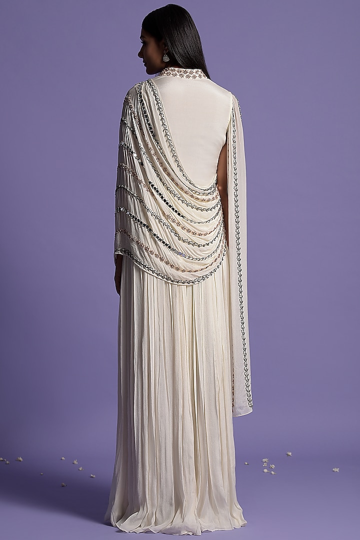 Ivory Chinnon Embroidered Engagement Gown by Two Sisters By Gyans at Pernia's Pop Up Shop