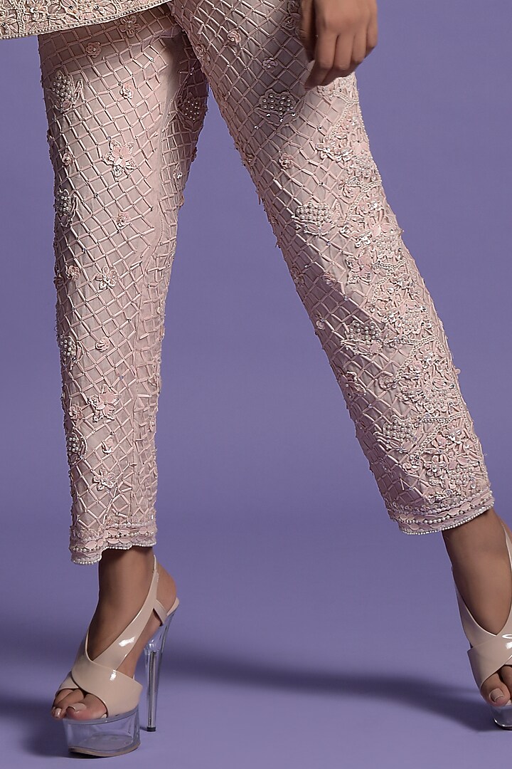 Blush Pink Organza Embroidered Co-Ord Set by Two Sisters By Gyans at Pernia's Pop Up Shop