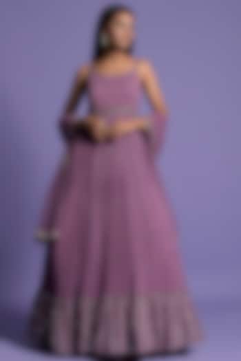 Mauve Georgette Embellished Wedding Anarkali Set by Two Sisters By Gyans at Pernia's Pop Up Shop