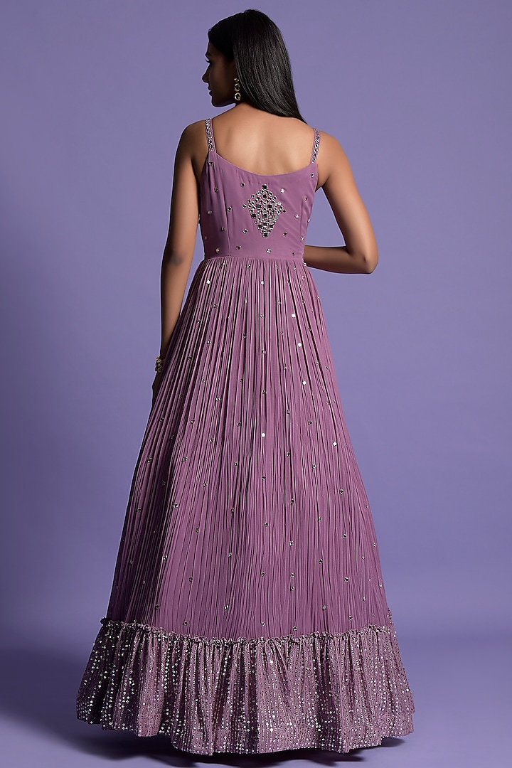 Mauve Georgette Embellished Wedding Anarkali Set by Two Sisters By Gyans at Pernia's Pop Up Shop