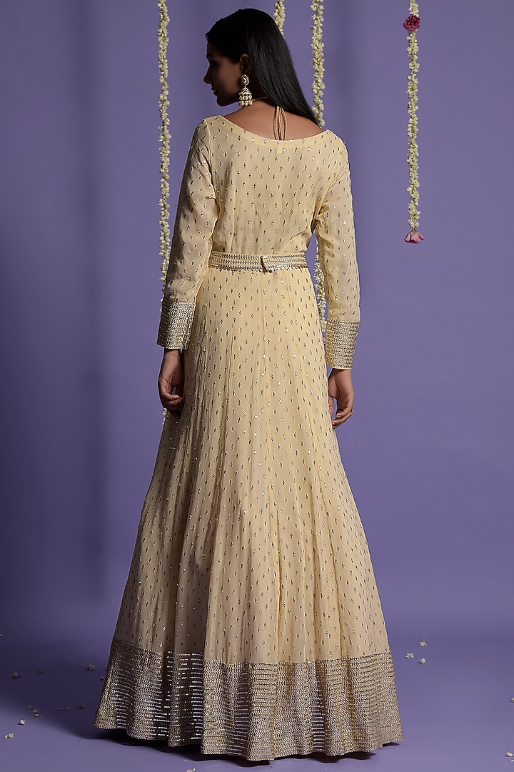 Ivory Georgette Embroidered Wedding Anarkali Set by Two Sisters By Gyans at Pernia's Pop Up Shop