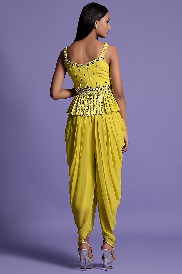 Yellow Georgette Dhoti Set by Two Sisters By Gyans at Pernia's Pop Up Shop