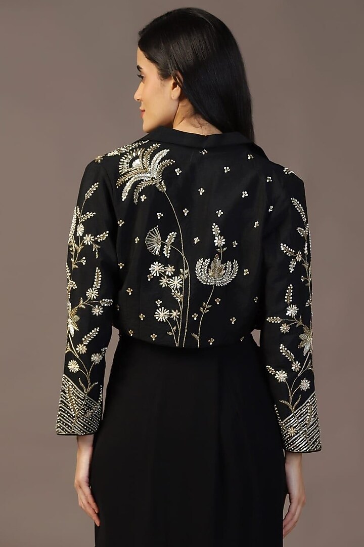 Black Georgette Draped Skirt Set by Two Sisters By Gyans at Pernia's Pop Up Shop