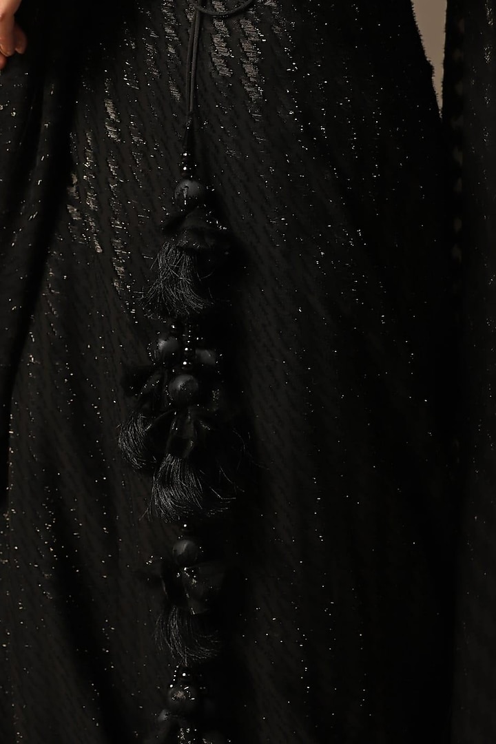 Black Net Embroidered Wedding Saree Set by Two Sisters By Gyans at Pernia's Pop Up Shop