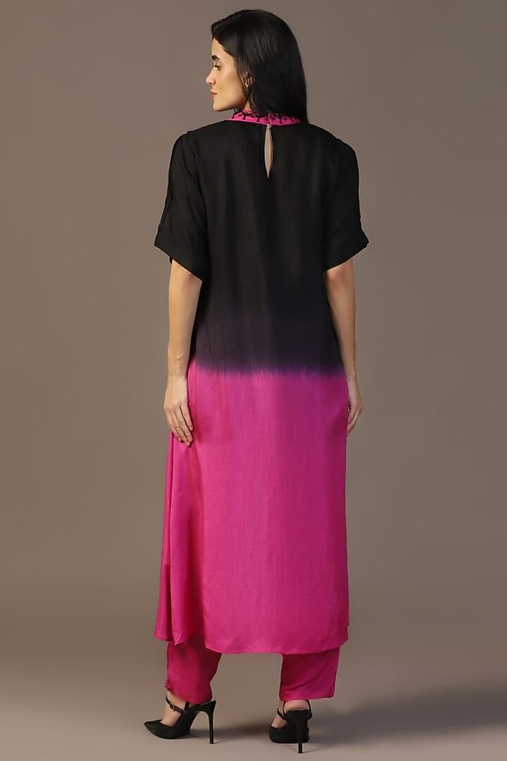 Black Silk Cutdana Embroidered Cape Set by Two Sisters By Gyans at Pernia's Pop Up Shop