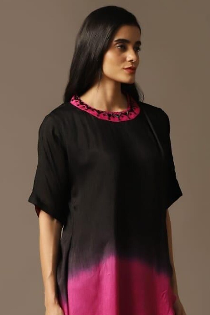 Black Silk Cutdana Embroidered Cape Set by Two Sisters By Gyans at Pernia's Pop Up Shop