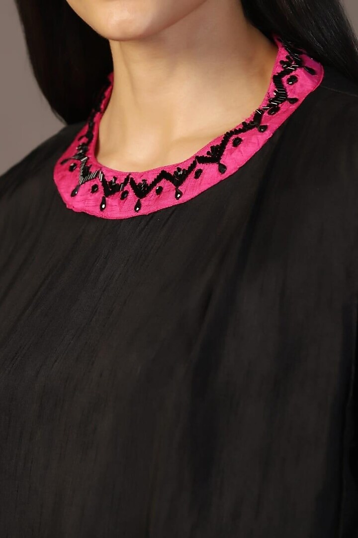 Black Silk Cutdana Embroidered Cape Set by Two Sisters By Gyans at Pernia's Pop Up Shop