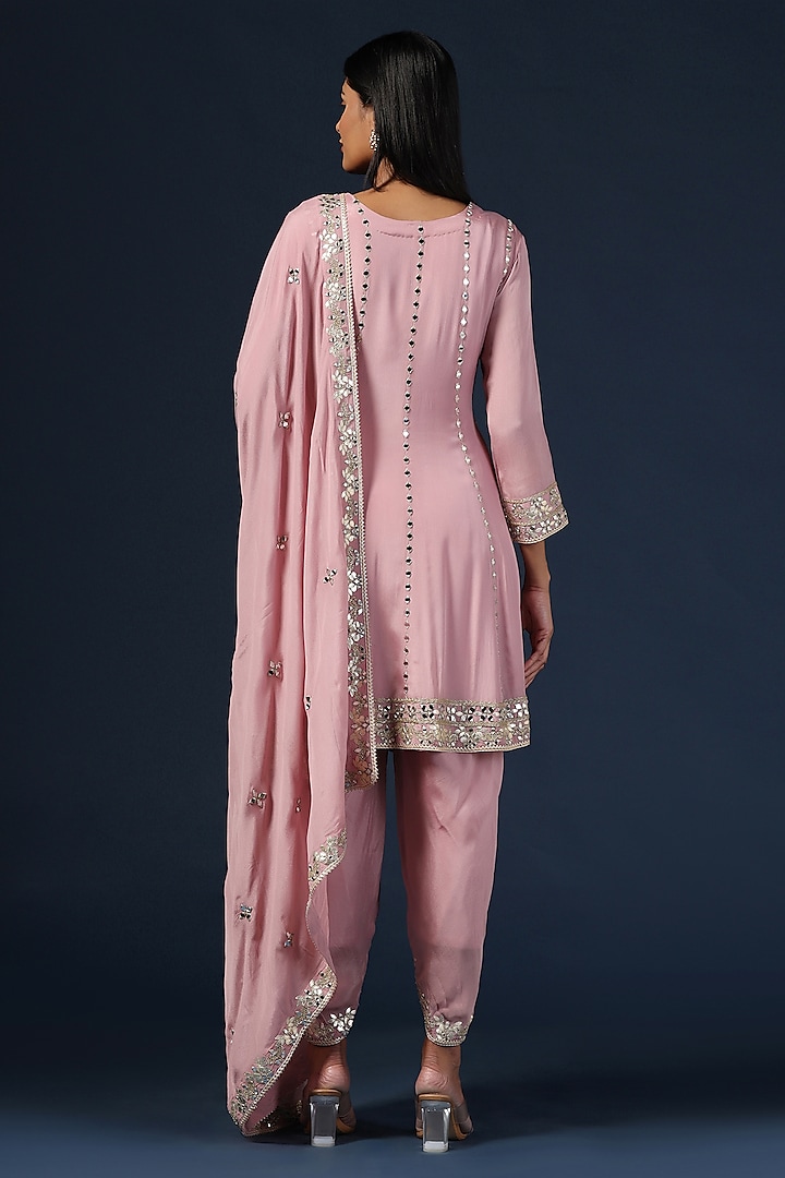 Lilac Georgette Mirror Work Kurta Set by Two Sisters By Gyans at Pernia's Pop Up Shop