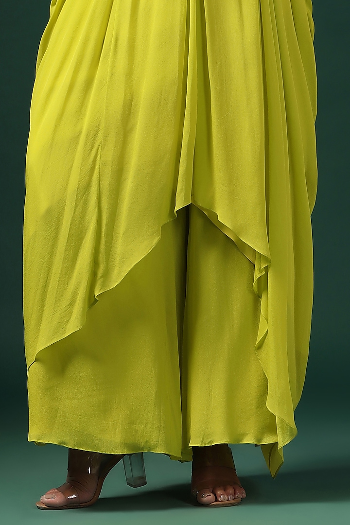 Green Georgette Kaftan Set by Two Sisters By Gyans at Pernia's Pop Up Shop