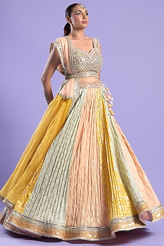 Multi-Colored Banarasi Embellished Lehenga Set by Two Sisters By Gyans