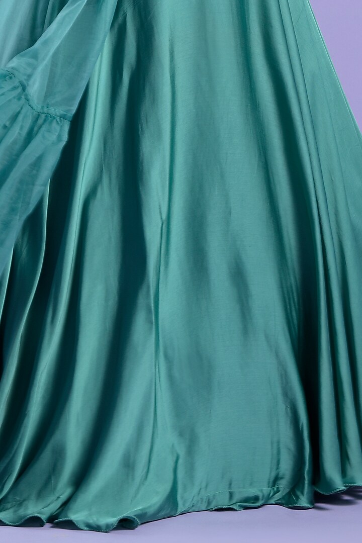 Mint Blue Silk Embellished Wedding Lehenga Set by Two Sisters By Gyans at Pernia's Pop Up Shop