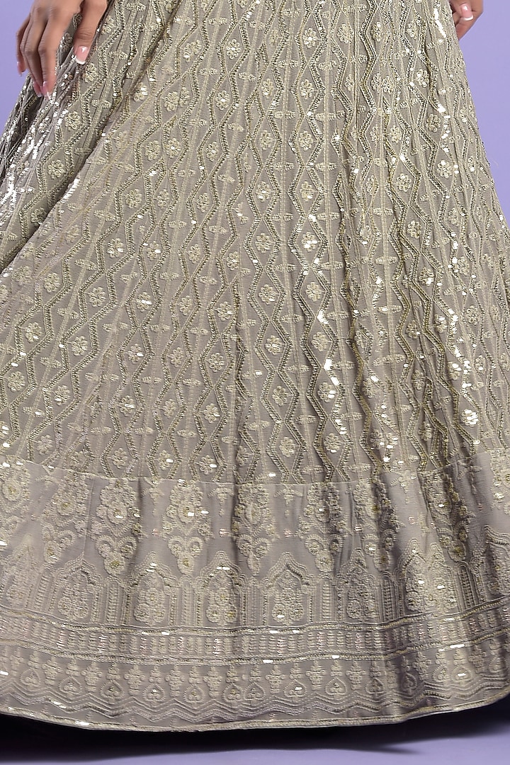 Grey Georgette Embellished Engagement Gown by Two Sisters By Gyans at Pernia's Pop Up Shop