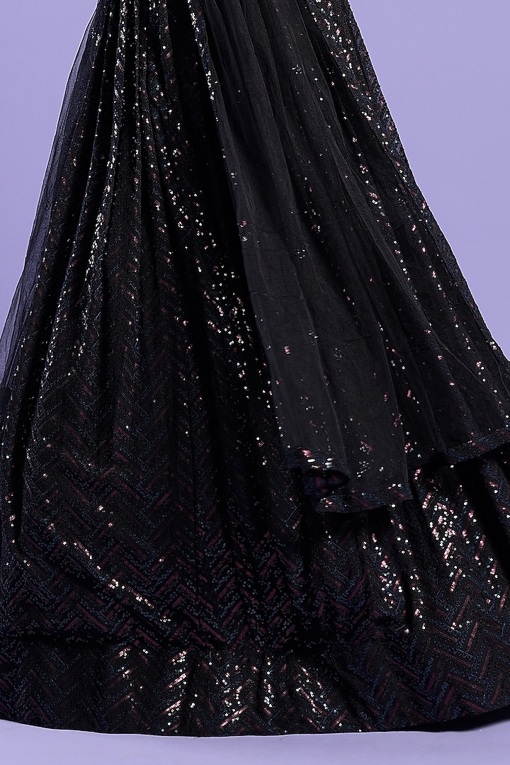 Black Georgette Embellished Party Wear Anarkali Set by Two Sisters By Gyans at Pernia's Pop Up Shop