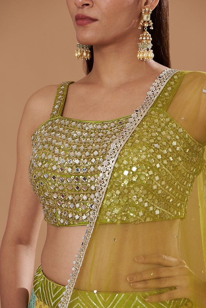 Multi-Colored Banarasi Chanderi Embroidered Wedding Lehenga Set by Two Sisters By Gyans at Pernia's Pop Up Shop