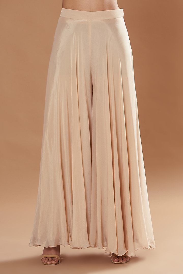 Cream Chinnon Flared Pant Set by Two Sisters By Gyans at Pernia's Pop Up Shop