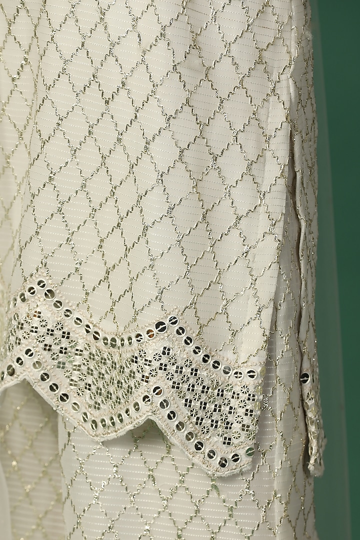 Cream Georgette Wedding Sharara Set by Two Sisters By Gyans at Pernia's Pop Up Shop