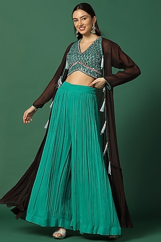 Brown Georgette Cape Set by Two Sisters By Gyans