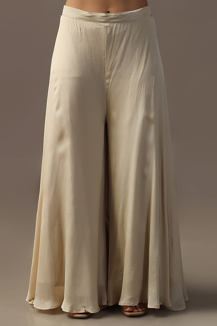 Ivory Georgette Thread & Sequins Work Wedding Sharara Set by Two Sisters By Gyans at Pernia's Pop Up Shop