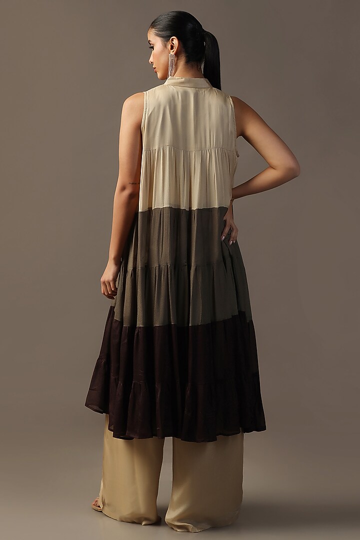 Multi-Colored Georgette Tiered Party Wear Anarkali Set by Two Sisters By Gyans at Pernia's Pop Up Shop