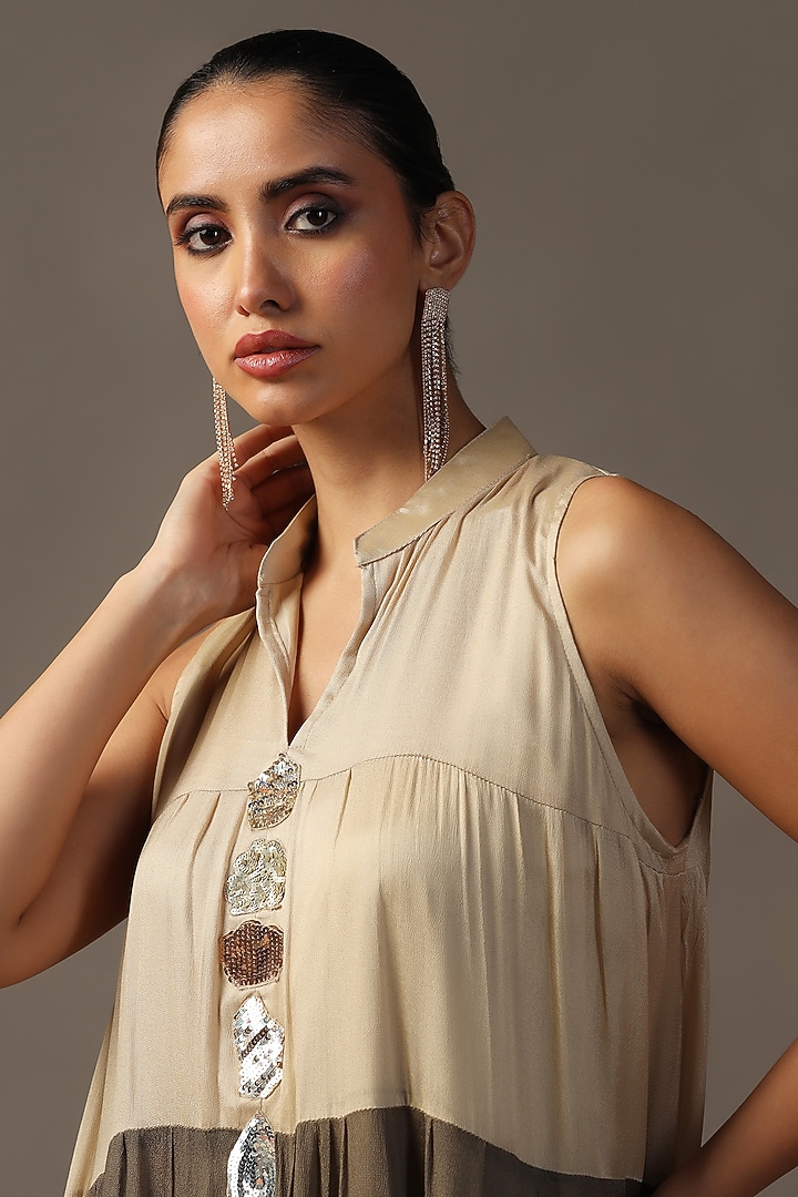 Multi-Colored Georgette Tiered Party Wear Anarkali Set by Two Sisters By Gyans at Pernia's Pop Up Shop