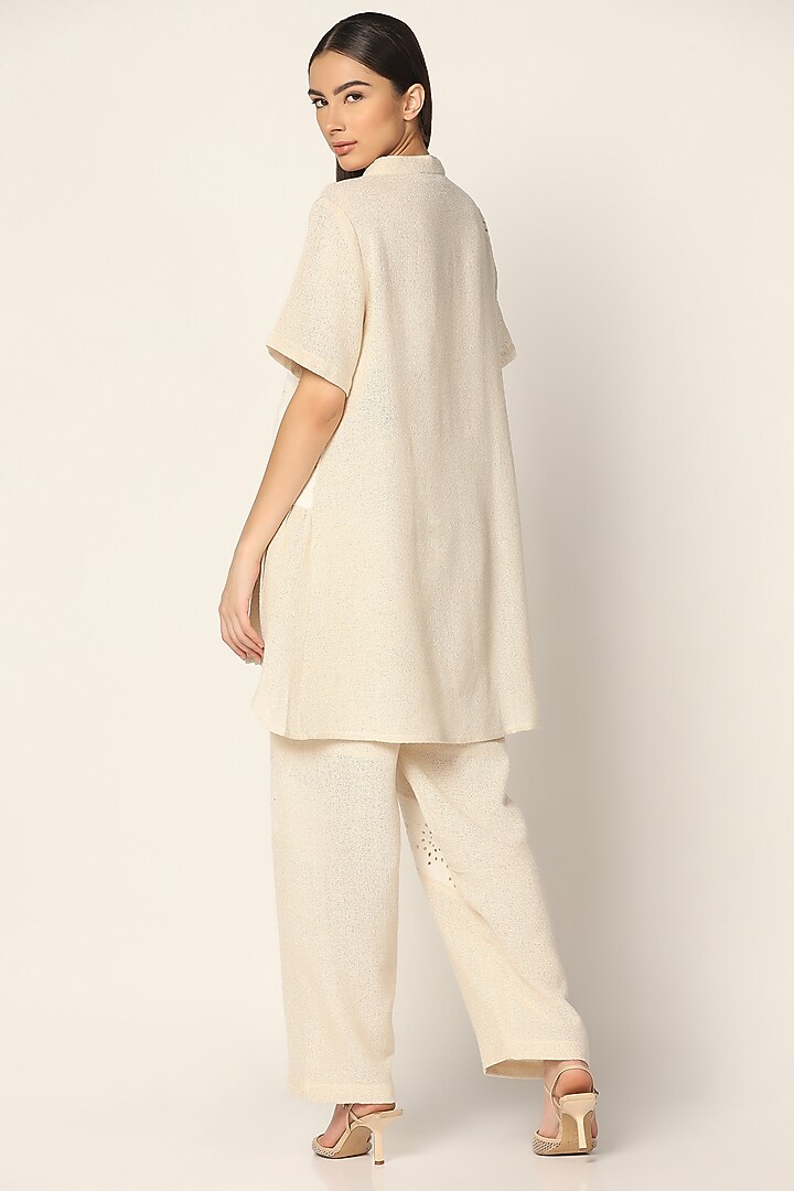 Off-White Cotton & Jute Embroidered Co-Ord Set by Two Sisters By Gyans at Pernia's Pop Up Shop