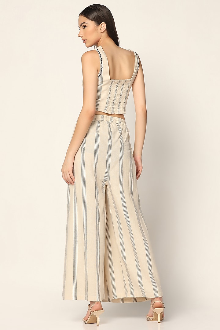 Off-White Cotton Thread Embroidered Pant Set by Two Sisters By Gyans at Pernia's Pop Up Shop