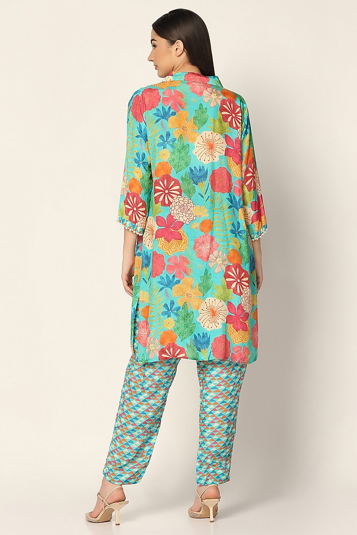 Multi-Colored Crepe Printed & Embellished Co-ord Set by Two Sisters By Gyans at Pernia's Pop Up Shop