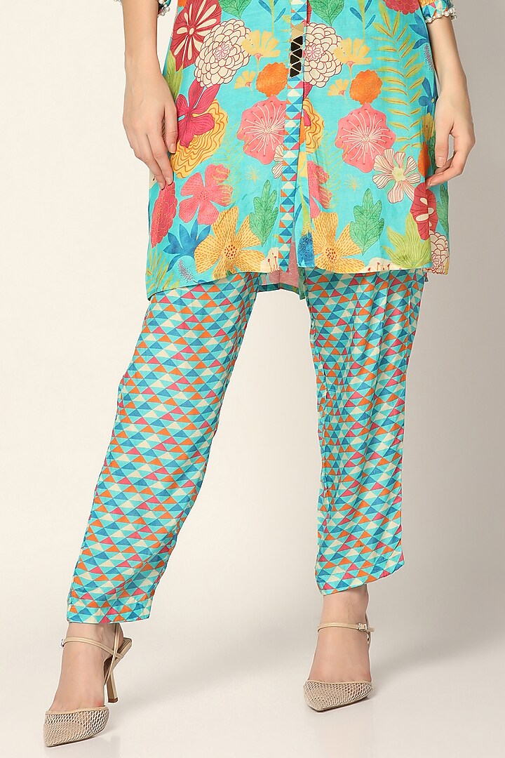 Multi-Colored Crepe Printed & Embellished Co-ord Set by Two Sisters By Gyans at Pernia's Pop Up Shop