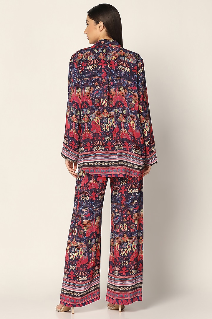 Purple Crepe Printed Co-Ord Set by Two Sisters By Gyans at Pernia's Pop Up Shop