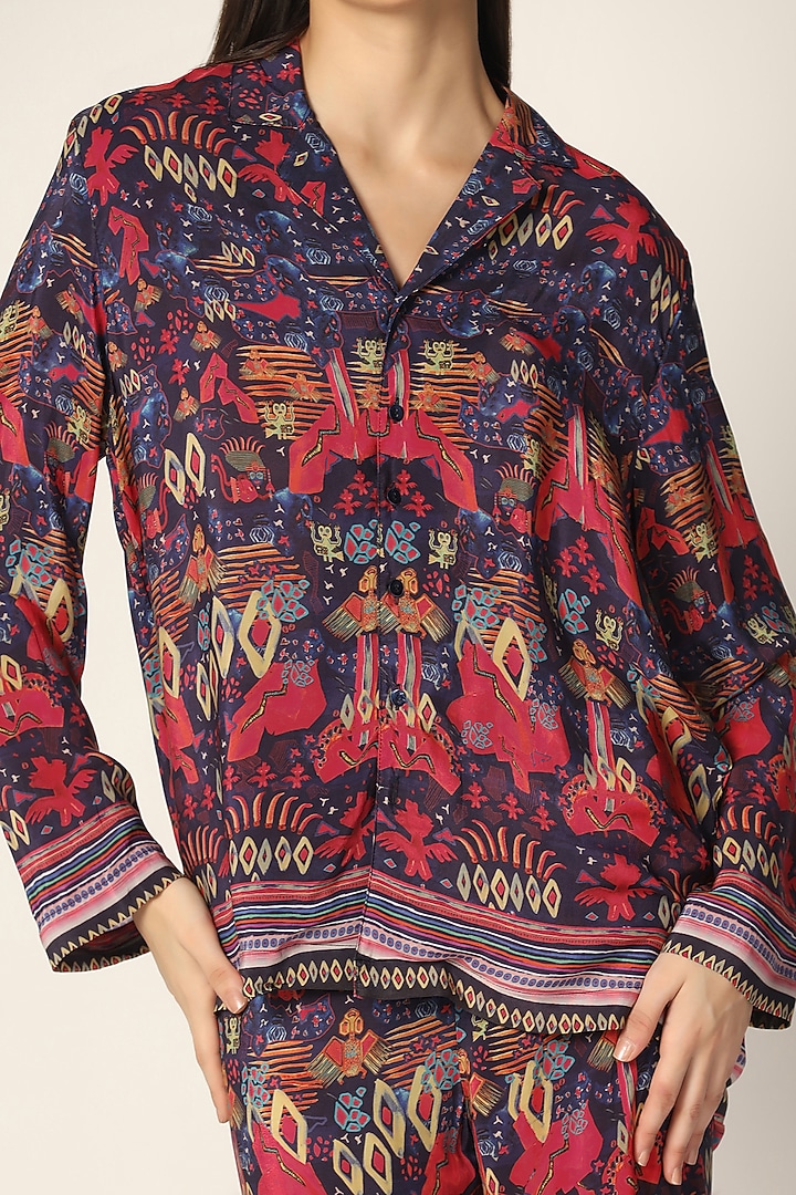 Purple Crepe Printed Co-Ord Set by Two Sisters By Gyans at Pernia's Pop Up Shop