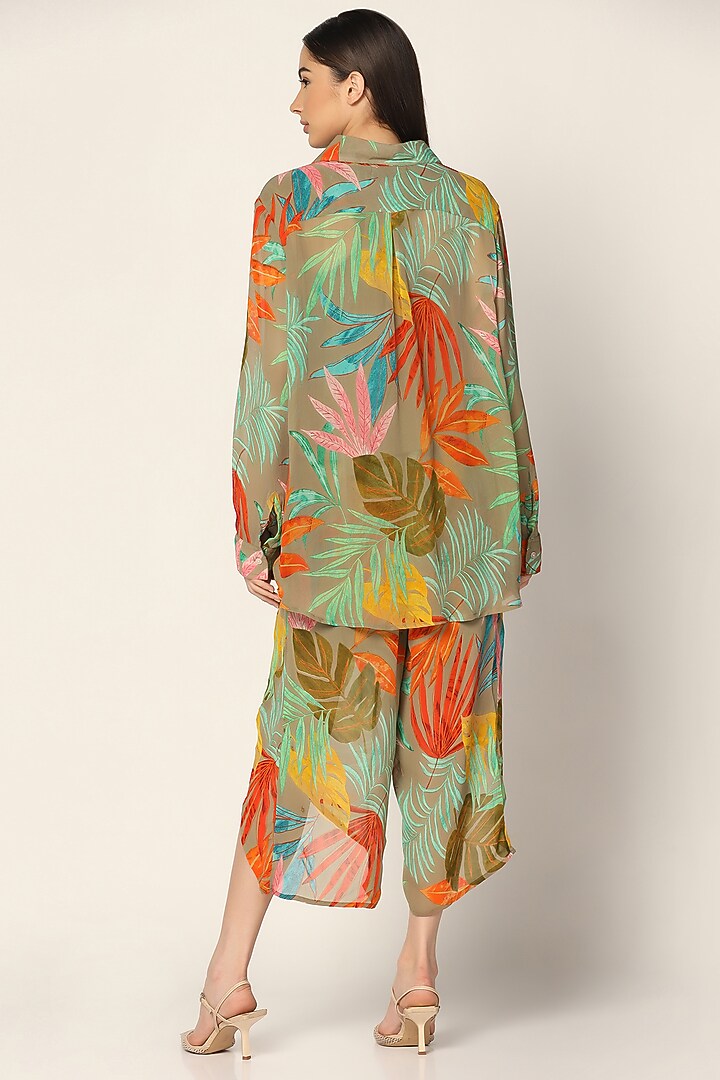 Grey Georgette Printed Co-Ord Set by Two Sisters By Gyans at Pernia's Pop Up Shop