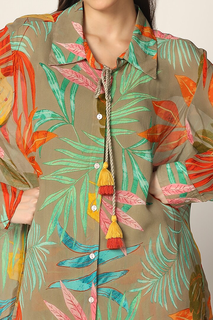 Grey Georgette Printed Co-Ord Set by Two Sisters By Gyans at Pernia's Pop Up Shop