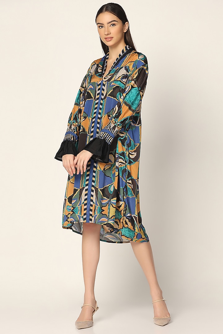 Multi-Colored Crepe Printed Vacation Dress by Two Sisters By Gyans at Pernia's Pop Up Shop