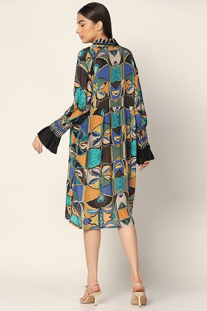 Multi-Colored Crepe Printed Vacation Dress by Two Sisters By Gyans at Pernia's Pop Up Shop