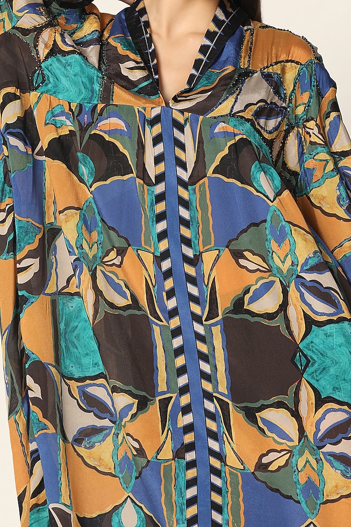 Multi-Colored Crepe Printed Vacation Dress by Two Sisters By Gyans at Pernia's Pop Up Shop