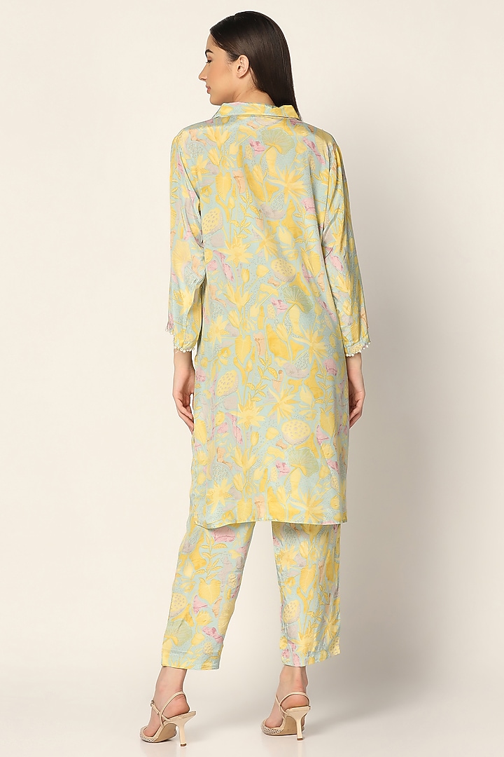 Grey Crepe Embellished & Printed Co-Ord Set by Two Sisters By Gyans at Pernia's Pop Up Shop