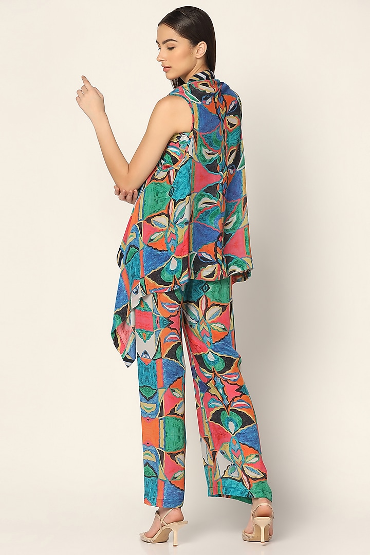 Multi-Colored Crepe Printed Jacket Set by Two Sisters By Gyans at Pernia's Pop Up Shop