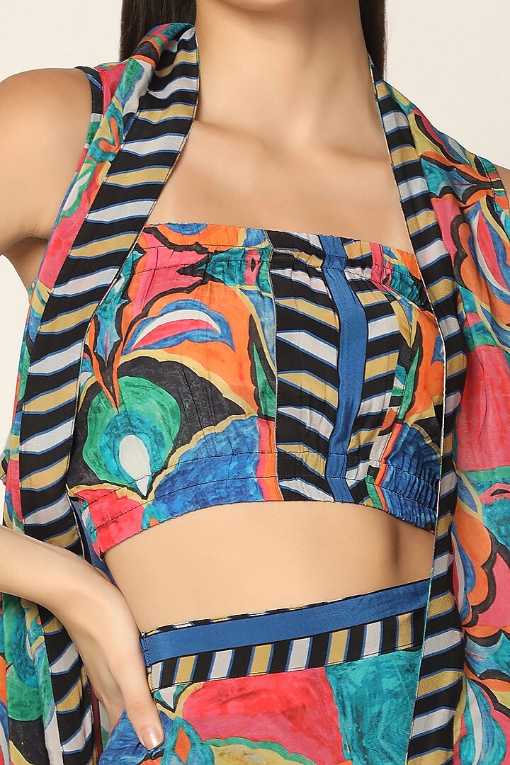 Multi-Colored Crepe Printed Jacket Set by Two Sisters By Gyans at Pernia's Pop Up Shop