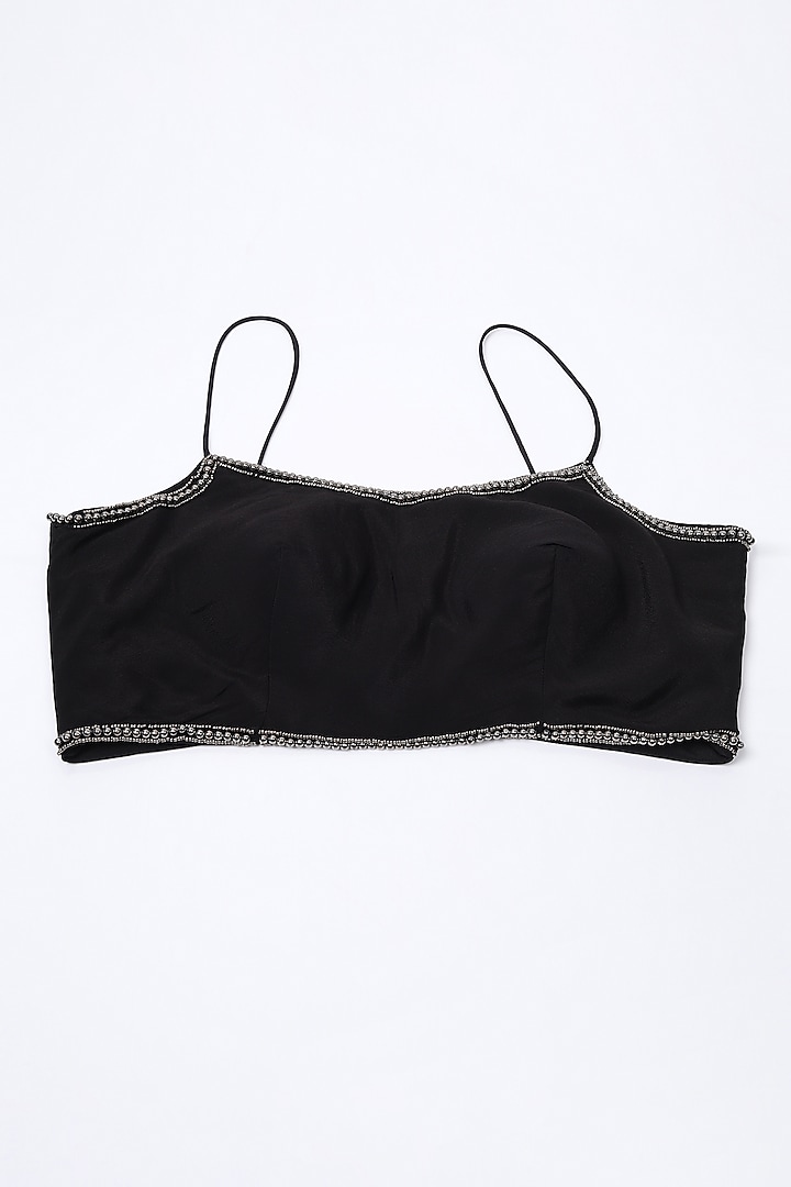 Black Georgette Hand Embroidered Draped Skirt Set by Two Sisters By Gyans at Pernia's Pop Up Shop