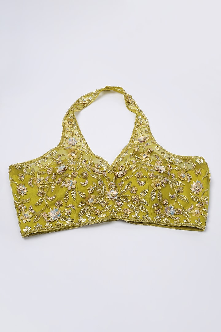 Olive Green Crepe Sequins Hand Embroidered Wedding Sharara Set by Two Sisters By Gyans at Pernia's Pop Up Shop