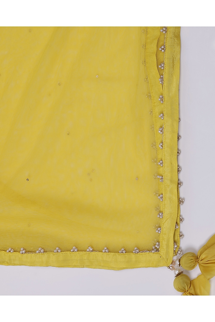 Yellow Crepe Hand Embroidered Wedding Lehenga Set by Two Sisters By Gyans at Pernia's Pop Up Shop