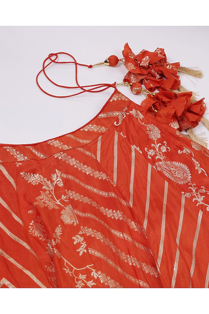 Burnt Orange Silk Sequins Hand Embroidered Banarasi Lehenga Set by Two Sisters By Gyans at Pernia's Pop Up Shop