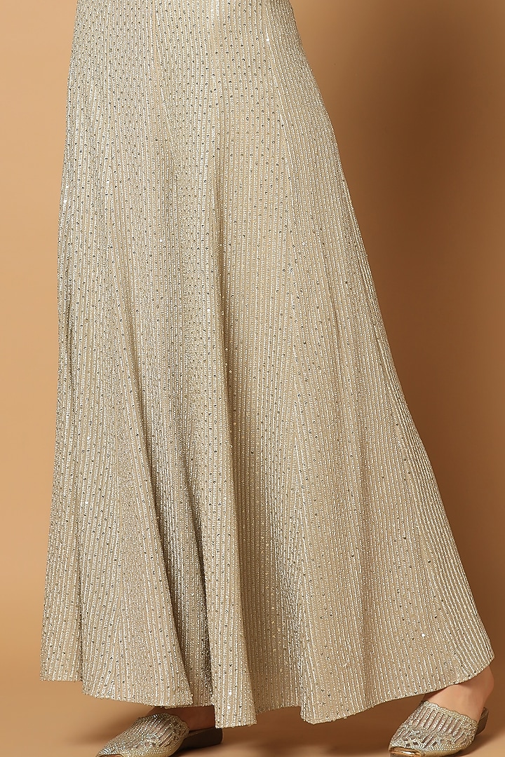 Grey Georgette Embroidered Palazzo Set by Two Sisters By Gyans at Pernia's Pop Up Shop