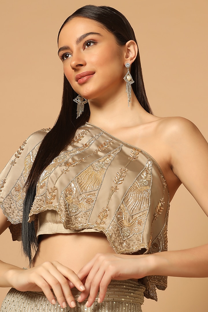 Grey Georgette Embroidered Palazzo Set by Two Sisters By Gyans at Pernia's Pop Up Shop