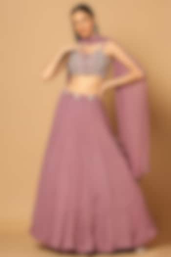 Lilac Georgette Lehenga Set by Two Sisters By Gyans
