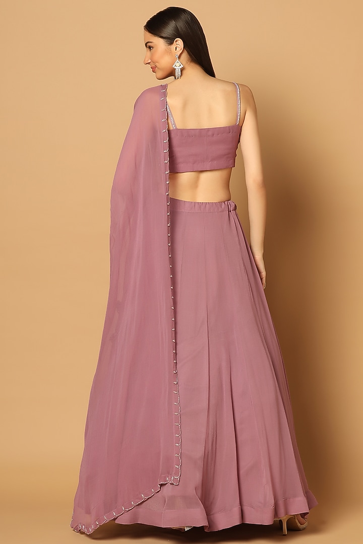 Lilac Georgette Wedding Lehenga Set by Two Sisters By Gyans at Pernia's Pop Up Shop