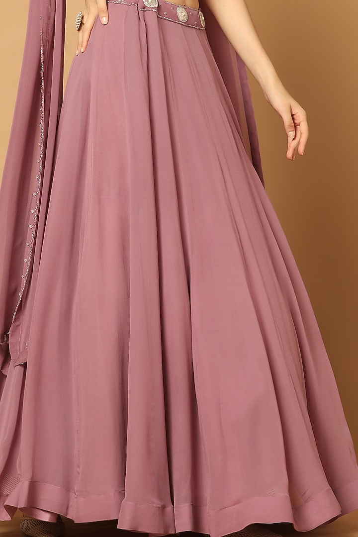 Lilac Georgette Wedding Lehenga Set by Two Sisters By Gyans at Pernia's Pop Up Shop