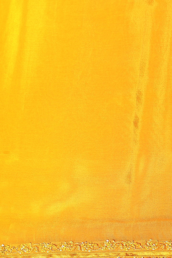 Turmeric Yellow Chinon Hand Embroidered Ombre Wedding Saree Set by Two Sisters By Gyans at Pernia's Pop Up Shop